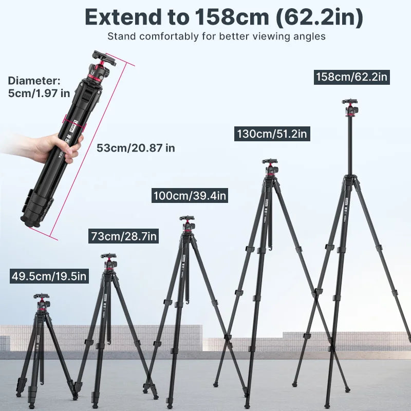 Ulanzi OMBRA Travel Tripod Aluminum Alloy Metal Outdoor Smartphone DSLR Camera Tripod Monopod W Arca Swiss Plate Ball Head