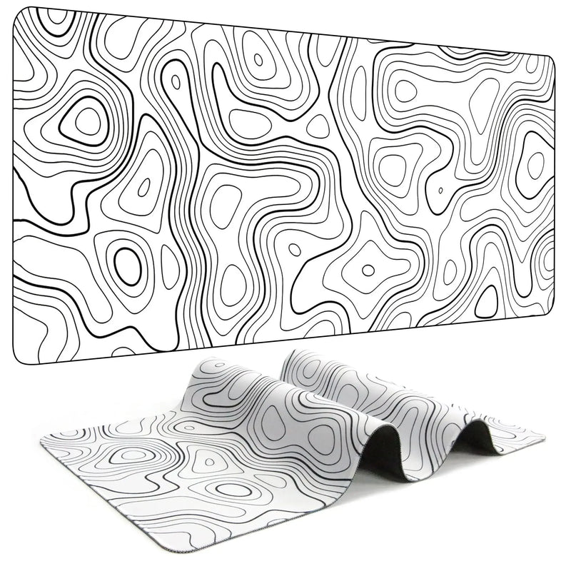 Topographic Contour Gaming Large Mouse Pad for Desk Keyboard and Desk Mat Computer Protector Mat Office Desk Accessories Gifts