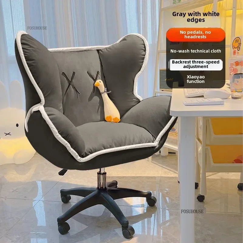 Bedroom Lazy Computer Chair Nordic Comfort Backrest Office Chairs Leisure Reclining Live Broadcast Gaming Chair Office Furniture