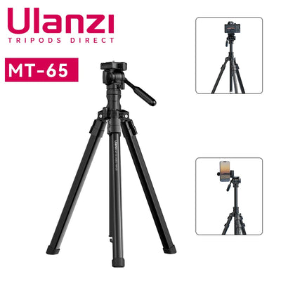 Ulanzi MT-65 1.76M 30M Bluetooth Remote Control Camera Tripod with Phone Holder Lightweight Tripod 360° Ballhead for Smartphone