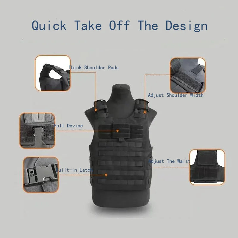 NIJ IIIA 9mm .44 Quick Unloading Tactical Bulletproof Vest One-Button QuickRelease Vest Ballproof Clothes Body Armor Flak Jacke