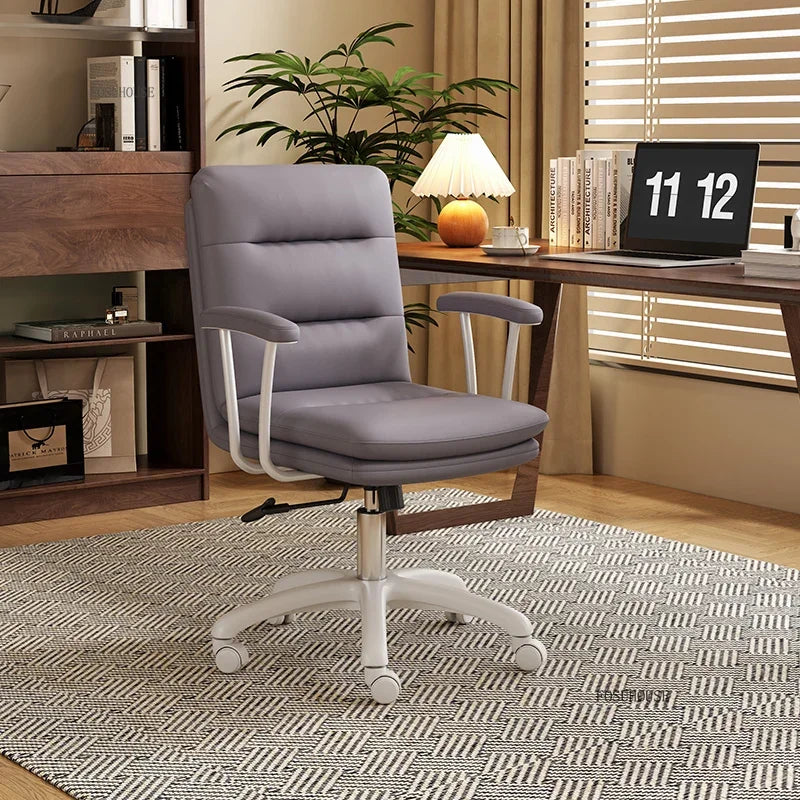 Italian Leather Office Chairs Office Meeting Computer Chair Light Luxury Designer Backrest Armrest Home Bedroom Gaming Chair