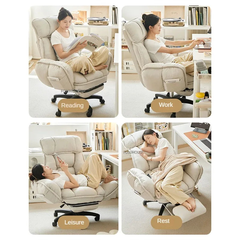 Home Comfortable Computer Chair Ergonomic Office Chair with Footrest Bedroom Lazy Sofa Student Dormitory Computer Gaming Chair