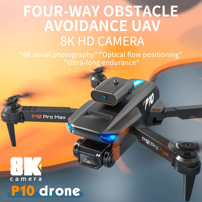 P10 Pro Drone Comes With High-Definition Camera 8k WiFi FPV High-Definition Dual Folding RC Quadcopter Height Maintainer Toys