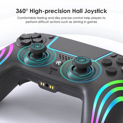 Wireless Bluetooth Game Console For PS4/Windows PC Dual Vibration Turbo Key Hall Joysticks Gamepad With RGB Light