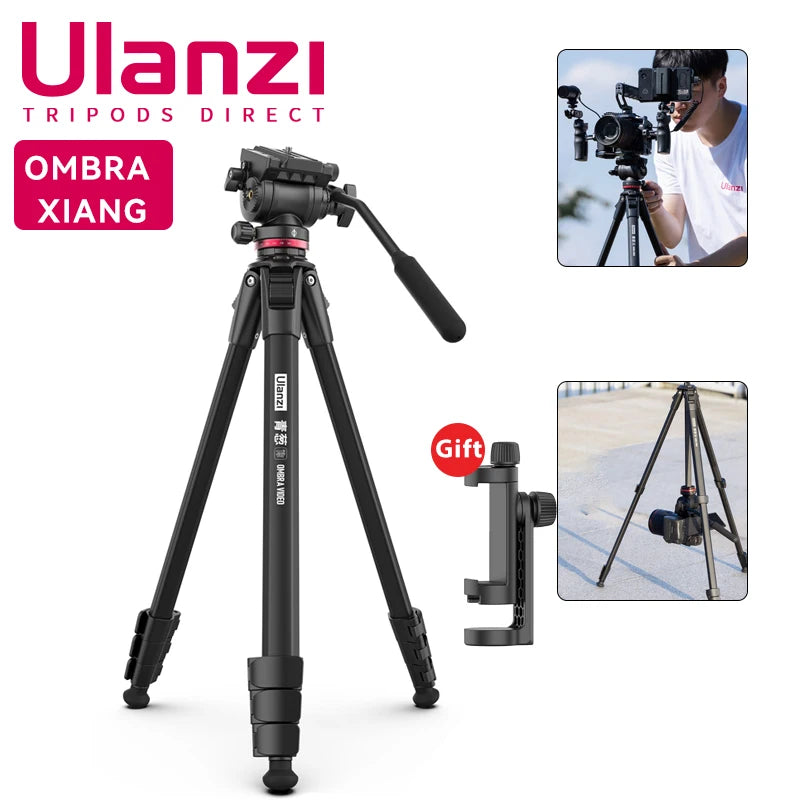 Ulanzi OMBRA Professional Travel Outdoor Tripod 160cm 62.99in for Canon Nikon Sony DSLR Camera Aluminum Alloy Cell Phone Stand