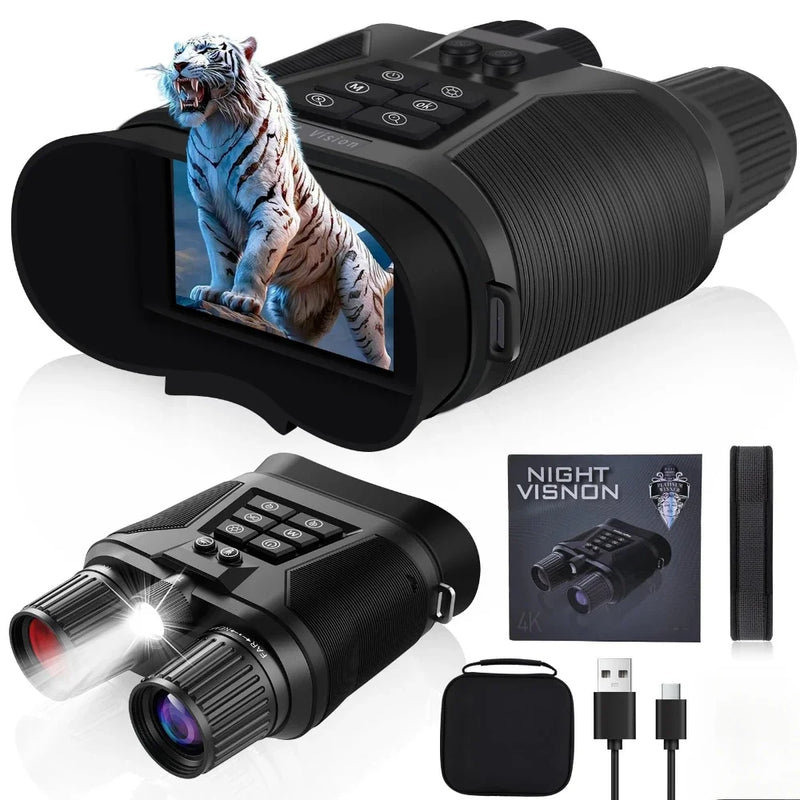 4K Night Vision Binoculars for Adults,Infrared Night Vision Goggles With Tactical Flashlight 8X Digital Zoom 600m Night Vision