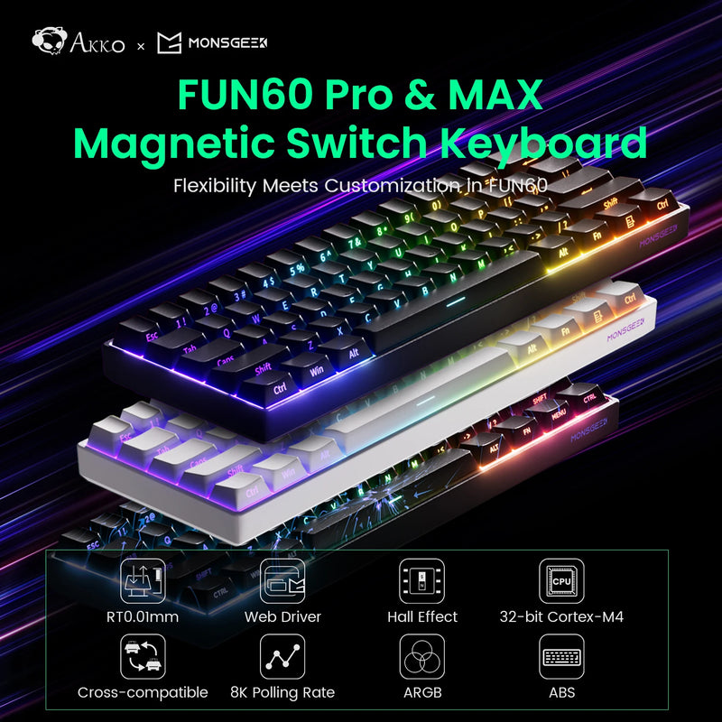 Akko MonsGeek FUN60 PRO&MAX HE Machanical Keyboard Magnetic Switch 60% Wireless Gaming Keyboard Rapid Trigger 8K Custom Keyboard