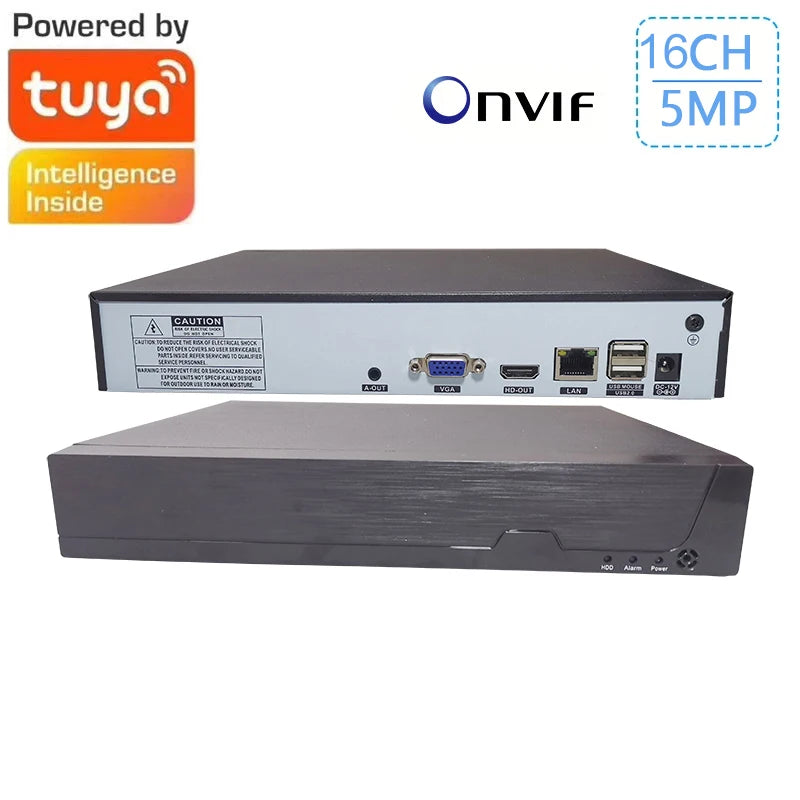 Tuya Smart Onvif 8CH 16CH 5MP 4MP 3MP 2MP H.265 Video Surveillance NVR Recorder Motion Detect Recorder for IP Camera Metal Case