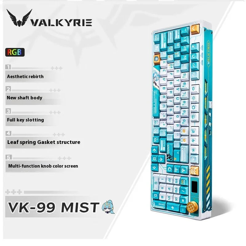 VALKYRIE VK99 Gamer Mechanical Keyboard Hot Swap 3 Modes Keyboards Bluetooth Wireless Keyboards Custom RGB Laptop Gaming Keyboar