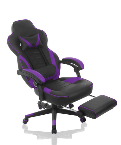 High Quality Purple Video Gaming Chair With Footrest Reclining Game Chair For Heavy People Ps4 Massage Video Gaming Chair