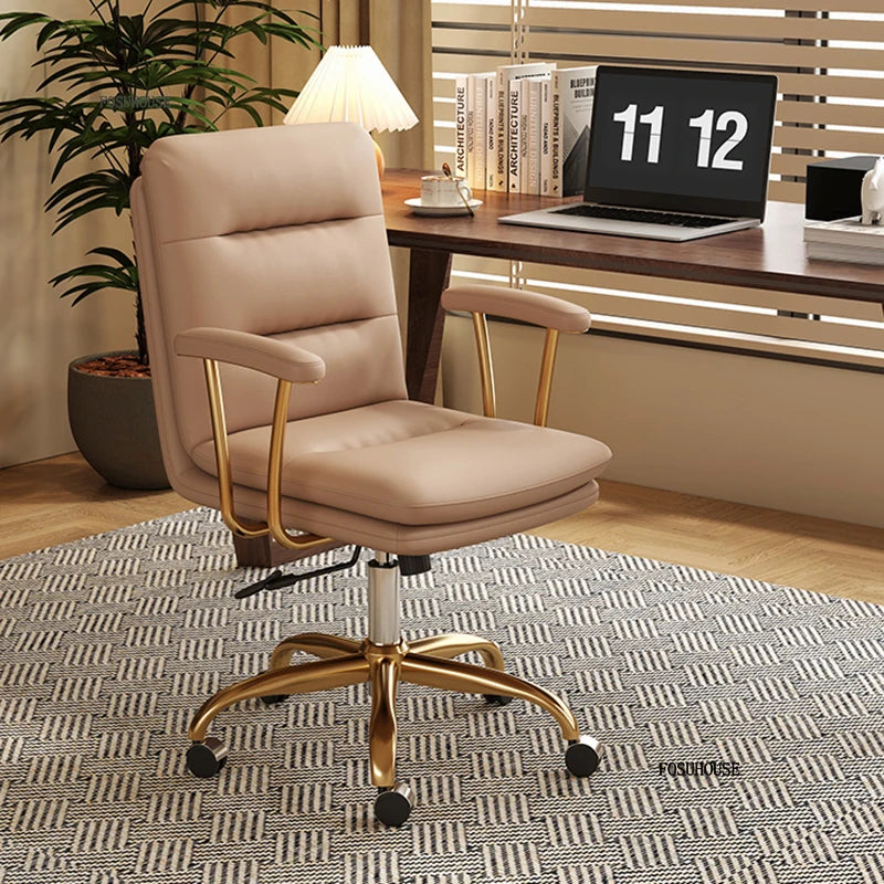 Italian Leather Office Chairs Office Meeting Computer Chair Light Luxury Designer Backrest Armrest Home Bedroom Gaming Chair