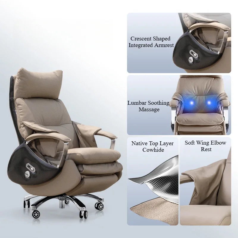 Leather Modern Office Chairs Makeup Boss Recliner Massage Computer Chair Autofull Ergonomic Silla Oficina School Furniture