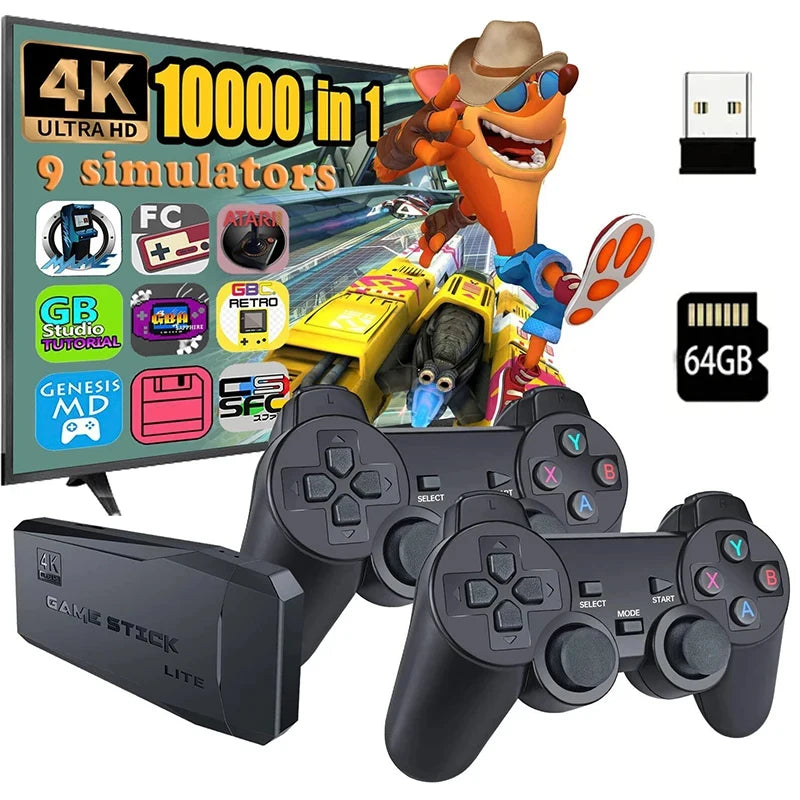 M8 Video Game Consoles 4K 2.4G Double Wireless 10000 Games 64G Retro Classic Gaming Gamepads TV Family Controller For SFC/GBA/MD