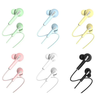 Wired Headphones Bass In Ear Headphone With Mic Music Earbuds 3.5mm Stereo Gaming Headset Dynamic Macaron Random Color Universal