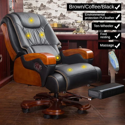 European Style Leather Back Office Chairs Rotating Home Office Recliner Designer Retro Boss Gaming Chair for Office Furniture