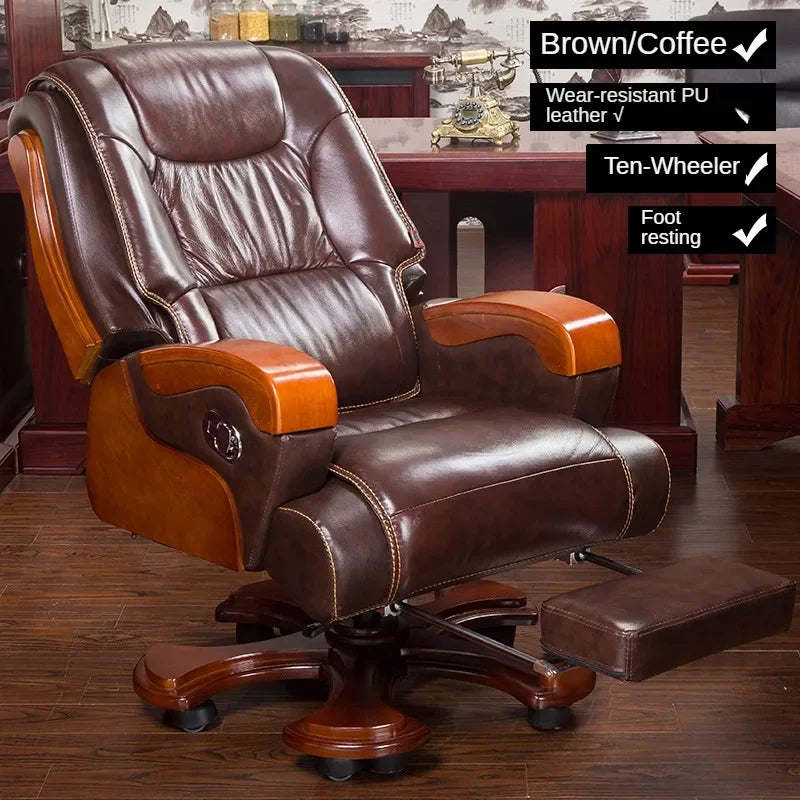 European Style Leather Back Office Chairs Rotating Home Office Recliner Designer Retro Boss Gaming Chair for Office Furniture