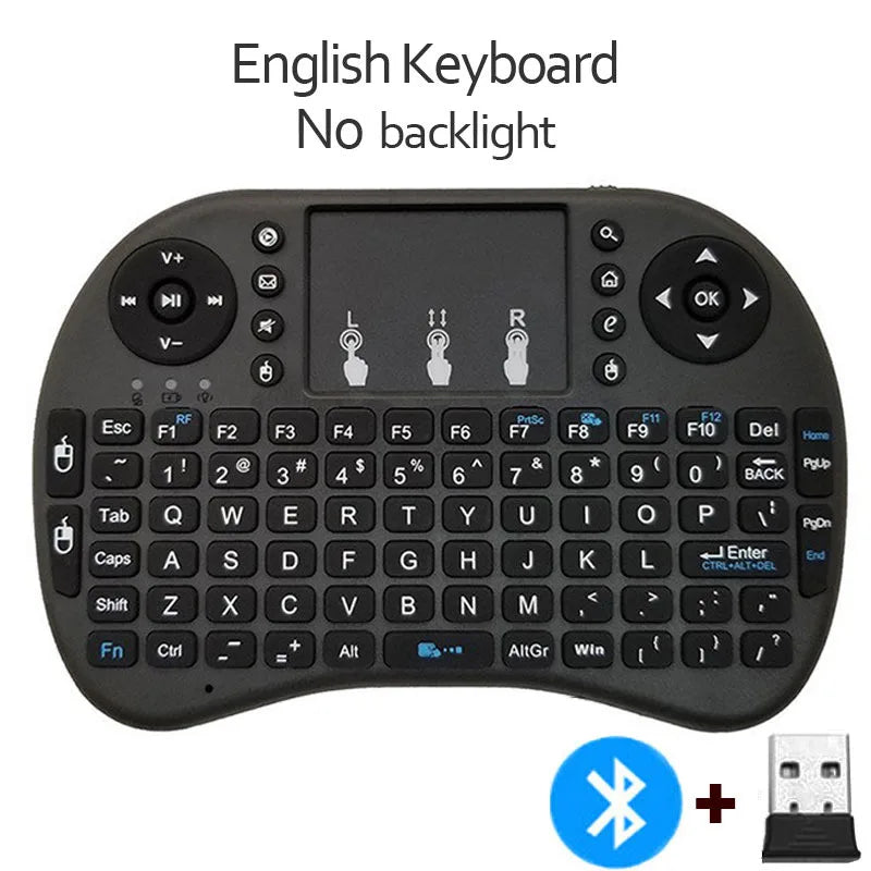 Bluetooth 2.4G  Colorful Backlight Russian Spanish Air Mouse Remote Touchpad for Android TV Box PC I8 Mini Wireless Keyboard