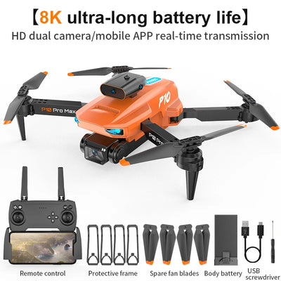 P10 Pro Drone Comes With High-Definition Camera 8k WiFi FPV High-Definition Dual Folding RC Quadcopter Height Maintainer Toys