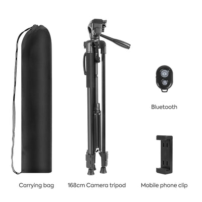 66in/168cm Camera Tripod For Phone,DSLR Camera Tripod Professional Aluminum Tripods With Remote Stand For Phone Video Recording