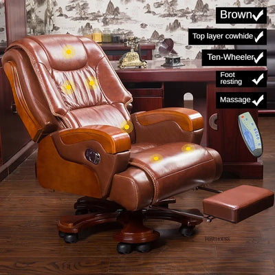 European Style Leather Back Office Chairs Rotating Home Office Recliner Designer Retro Boss Gaming Chair for Office Furniture