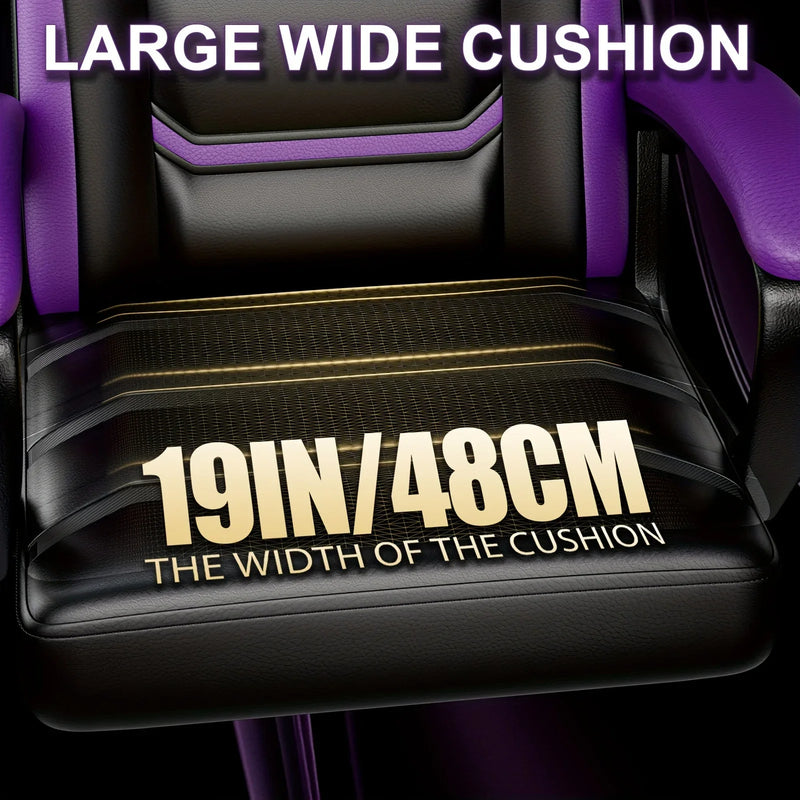 Purple Big and Tall Ergonomic Computer Gaming Chair - Computer Gaming Chairs with PU Leather Lumbar Support Desk gaming Cat ears