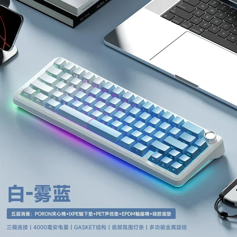 Weikav WK68 Wireless RGB Hot Swap Gaming Mechanical Keyboards 4000mAh Knob 2.4G Tri-Mode Customize Keyboard PC Accessories Gifts