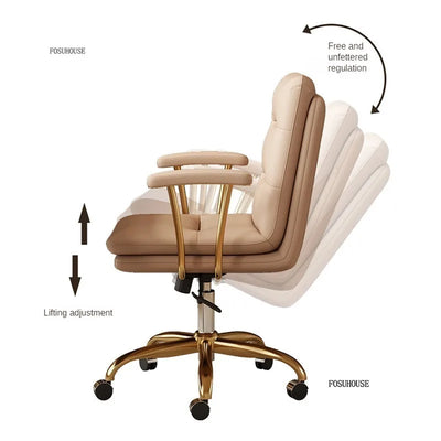 Italian Leather Office Chairs Office Meeting Computer Chair Light Luxury Designer Backrest Armrest Home Bedroom Gaming Chair