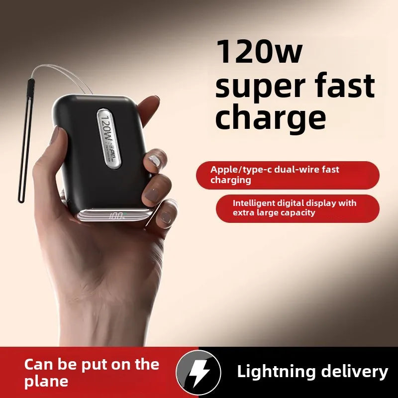 120W Super Fast Charging Power Bank 50000mAh Large Capacity Comes with Cable Suitable for Android and Huawei