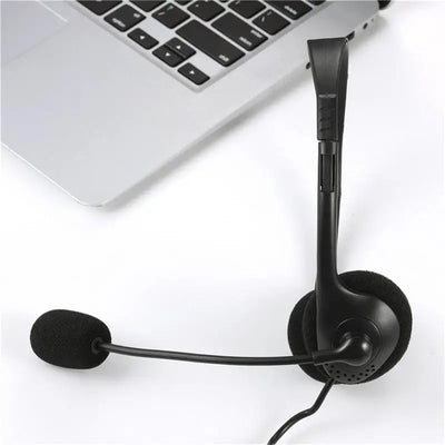 3.5mm Wired Headphones With Noise Cancelling Mic Universal Stereo Headset Adjustable Headband Helmet For PC Laptop Computer