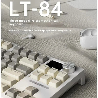 Langtu Lt84 3Mode 2.4g Bluetooth Green Axis Keyboard Mechanical Keyboard Wireless Game Wired Gaming Accessories Customized Gifts