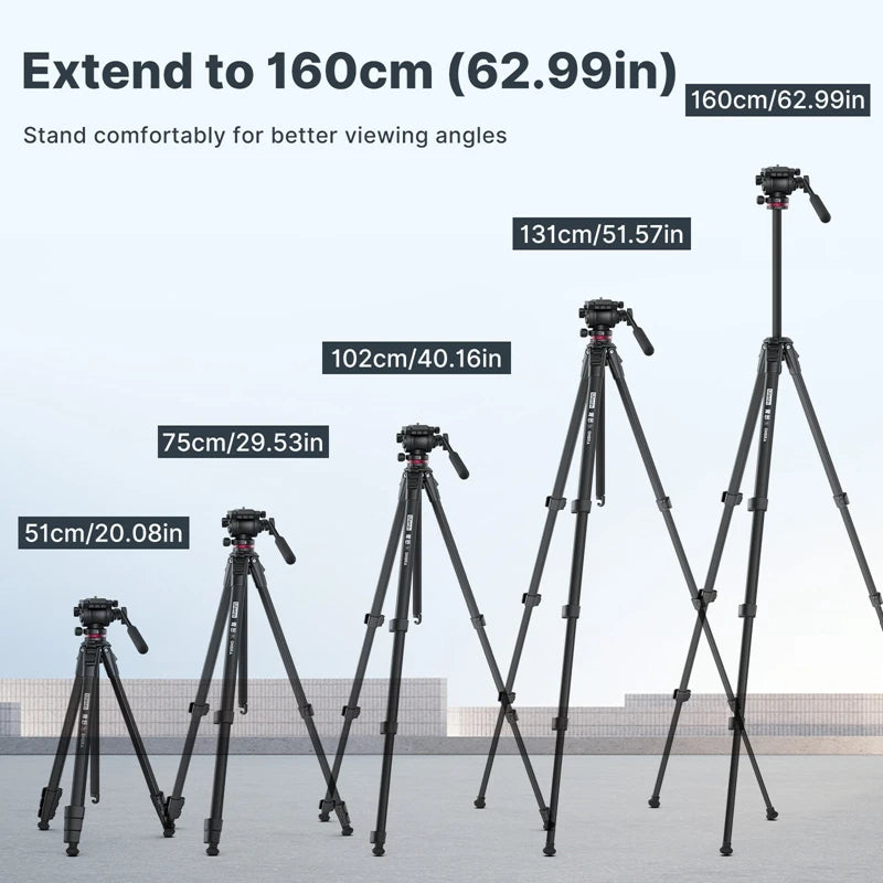 Ulanzi OMBRA Professional Travel Outdoor Tripod 160cm 62.99in for Canon Nikon Sony DSLR Camera Aluminum Alloy Cell Phone Stand