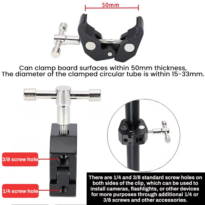 7/11/20 Inch Metal Articulating Magic Arm Super Clamp Holder Stand for DSLR Camera Photo Studio Photography Accessories Prop Kit