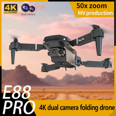 E88 Drone WiFi FPV RC Drones with Dual Pro 4K HD Camera Wide-Angle Remote Control Video Quadcopter Toy E88pro Drones E88