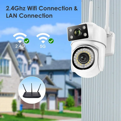 New 10MP 5K PTZ Wifi Camera Dual Lens with Dual Screen Ai Human Detect Auto Tracking Outdoor Surveillance Camera O-KAM