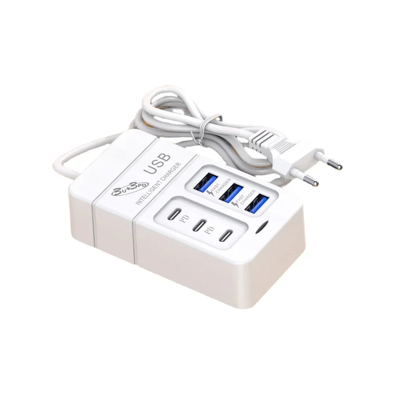 35W Charger 6 USB Out PD Type C Super Charge Quick Wall Chargers USB  Adapter Mobile Phone EU US Plug USB Type C Charger