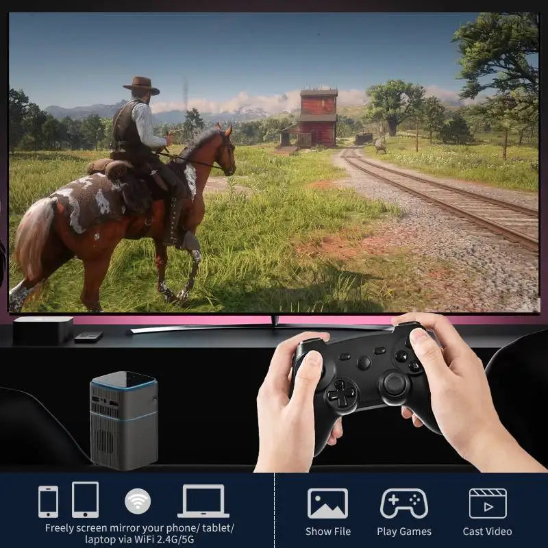 4K Projector Smart Handheld & Portable Projector D042Q Touch Pad 100 Inch Max Outdoor Cinema Office Theater Game Projection