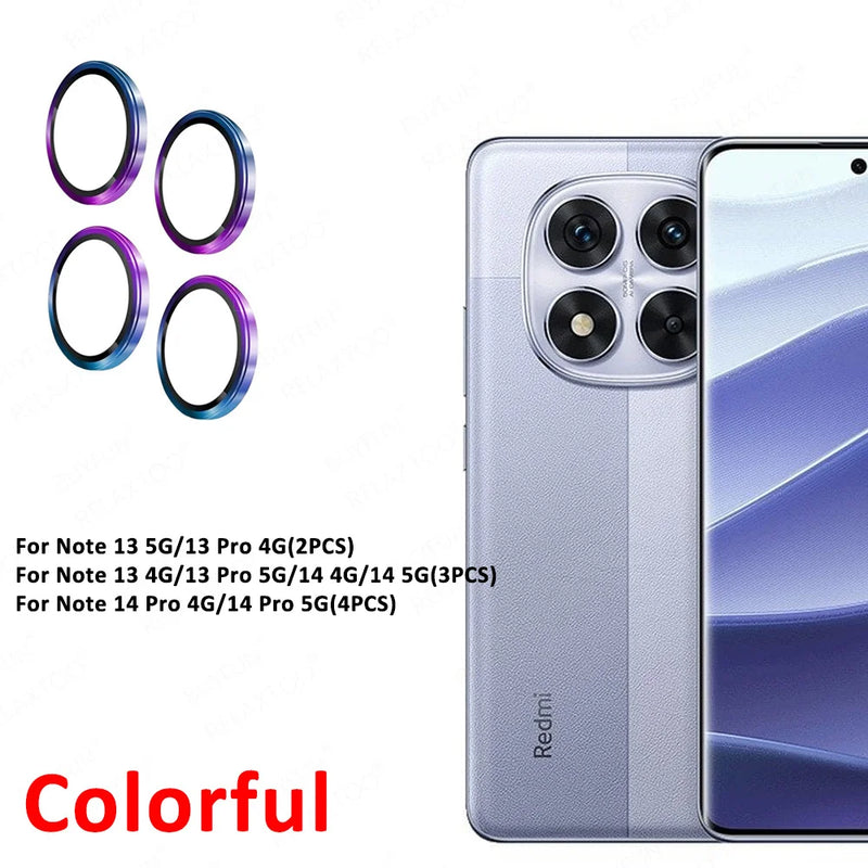 Metal Lens Glass Ring for Redmi Note 14 Pro 13 Pro+ 5G Note14 Note13 13Pro Plus 14Pro 4G Phone Camera Glass Protector Case Cover