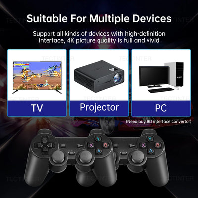 4K Video Game Console Wireless Controller Gamepad Built-in 20000+ Games 64G Retro Handheld Game Player HD TV Game Stick