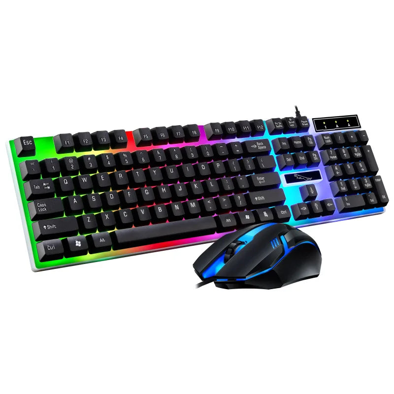 Gamer Keyboard And Mouse Combo Set RGB LED 104-Key Wired Gaming Keyboard Mouse Set for Notebook Laptop Desktop PC Tablet