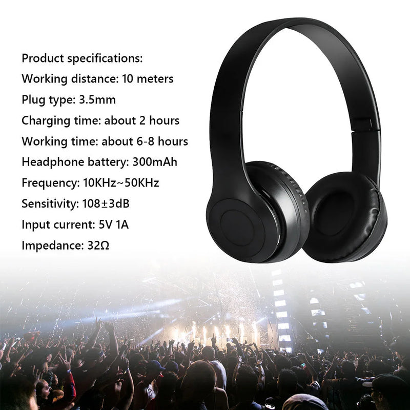 P47 Wireless Gaming Headphone Noise Cancelling Bluetooth-Compatible 5.0 Game Headset Card Mp3 Player Built-in Mic for Smartphone