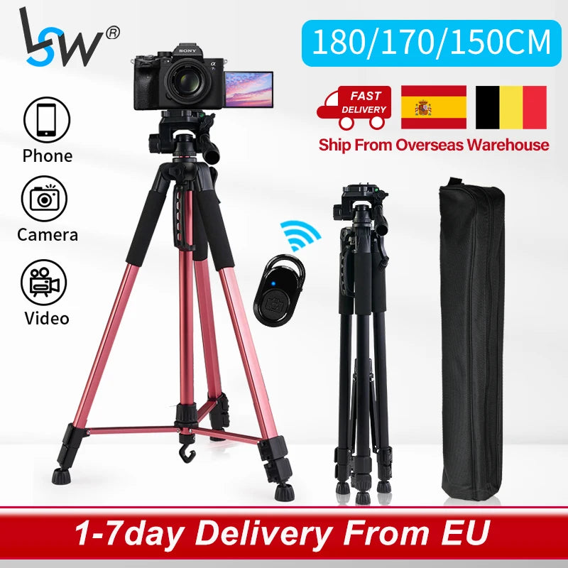 180cm Camera Tripod for Phone with Carry Bag Photography Mobile Phone Tripod with Bluetooth Remote for Video/DSLR/Canon