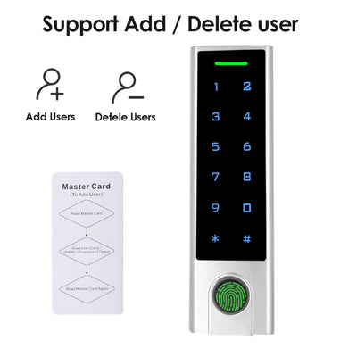 125Khz RFID Bluetooth Access Controller IP66 Waterproof Fingerprint Access Control Tuya APP Support Add Delete Users by APP